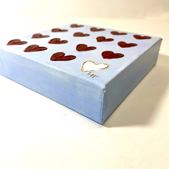 ORIGINAL HANDMADE Acrylic Heart Art on 6”x6”x1.5” Gallery Wrapped Canvas - Picture 4 of 9